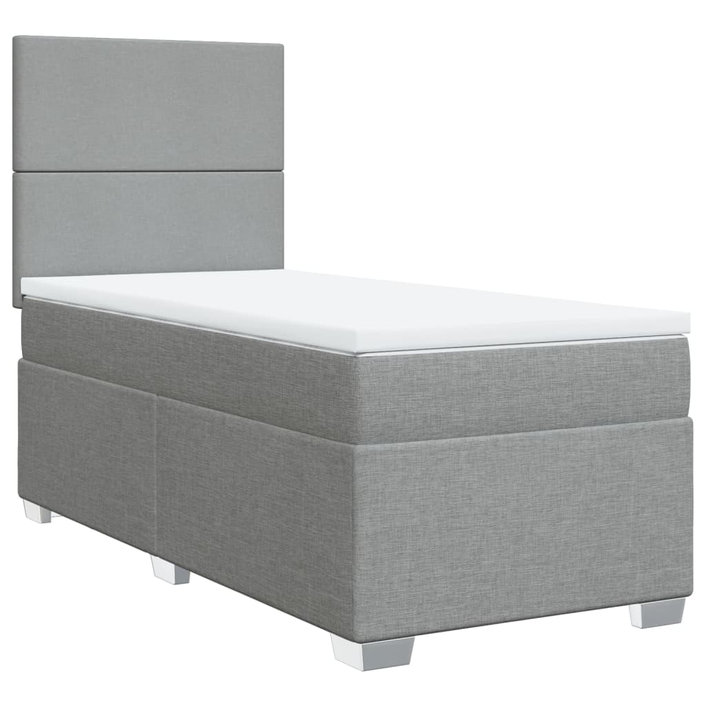 Sommier à lattes de lit avec matelas gris clair 80x200 cm tissu - XIOS
