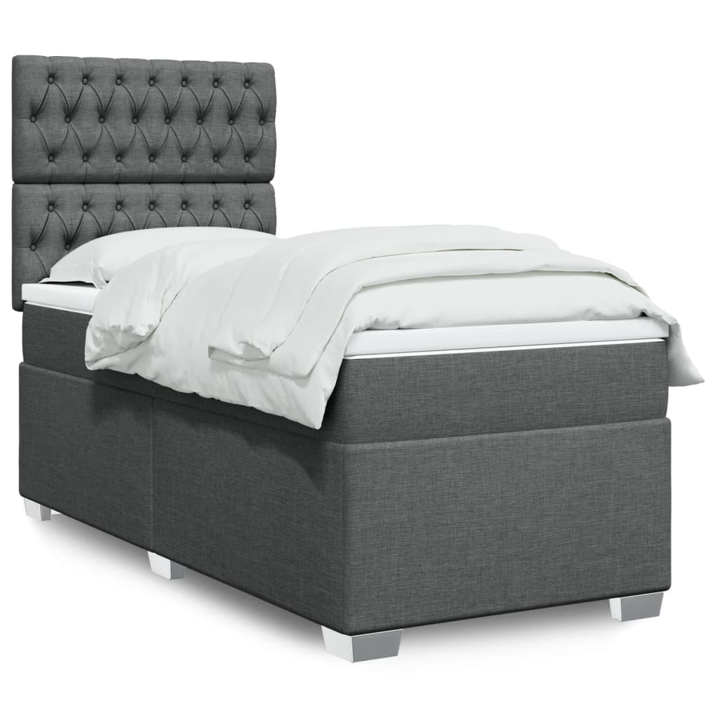 Sommier à lattes de lit avec matelas Gris foncé 80x200 cm Tissu - XIOS