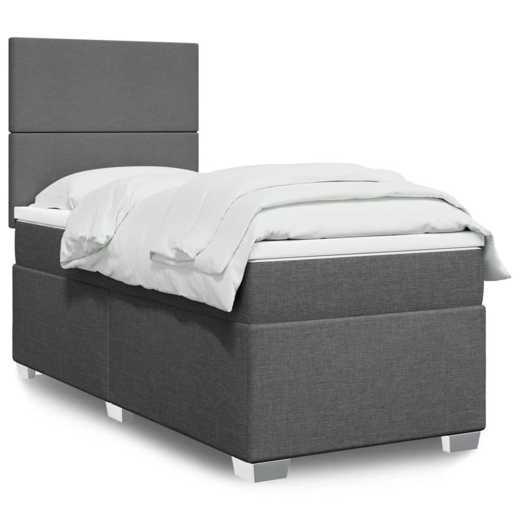 Sommier à lattes de lit et matelas Gris foncé 90x190 cm Tissu - XIOS
