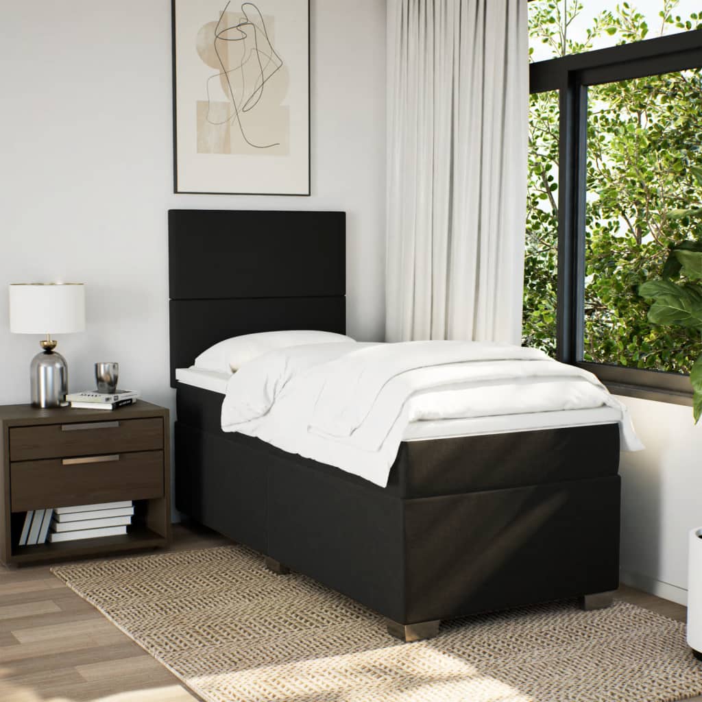 Sommier à lattes de lit avec matelas Noir 90x190 cm Tissu - XIOS