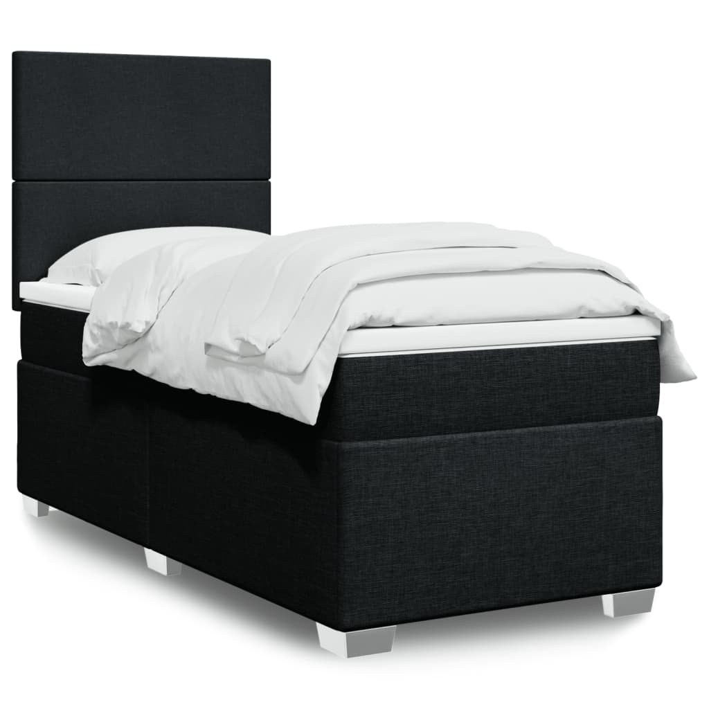 Sommier à lattes de lit avec matelas Noir 90x190 cm Tissu - XIOS