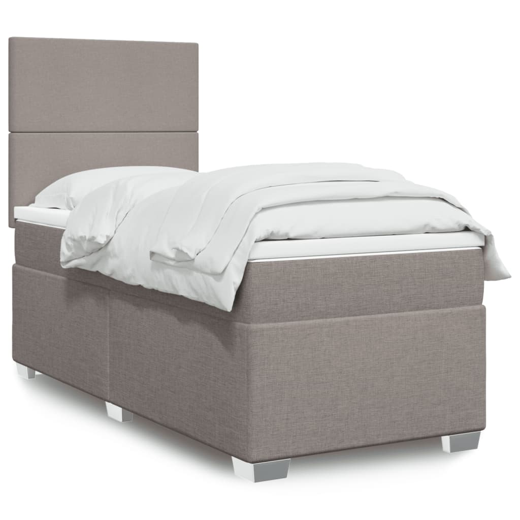 Sommier à lattes de lit avec matelas Taupe 90x190 cm Tissu - XIOS
