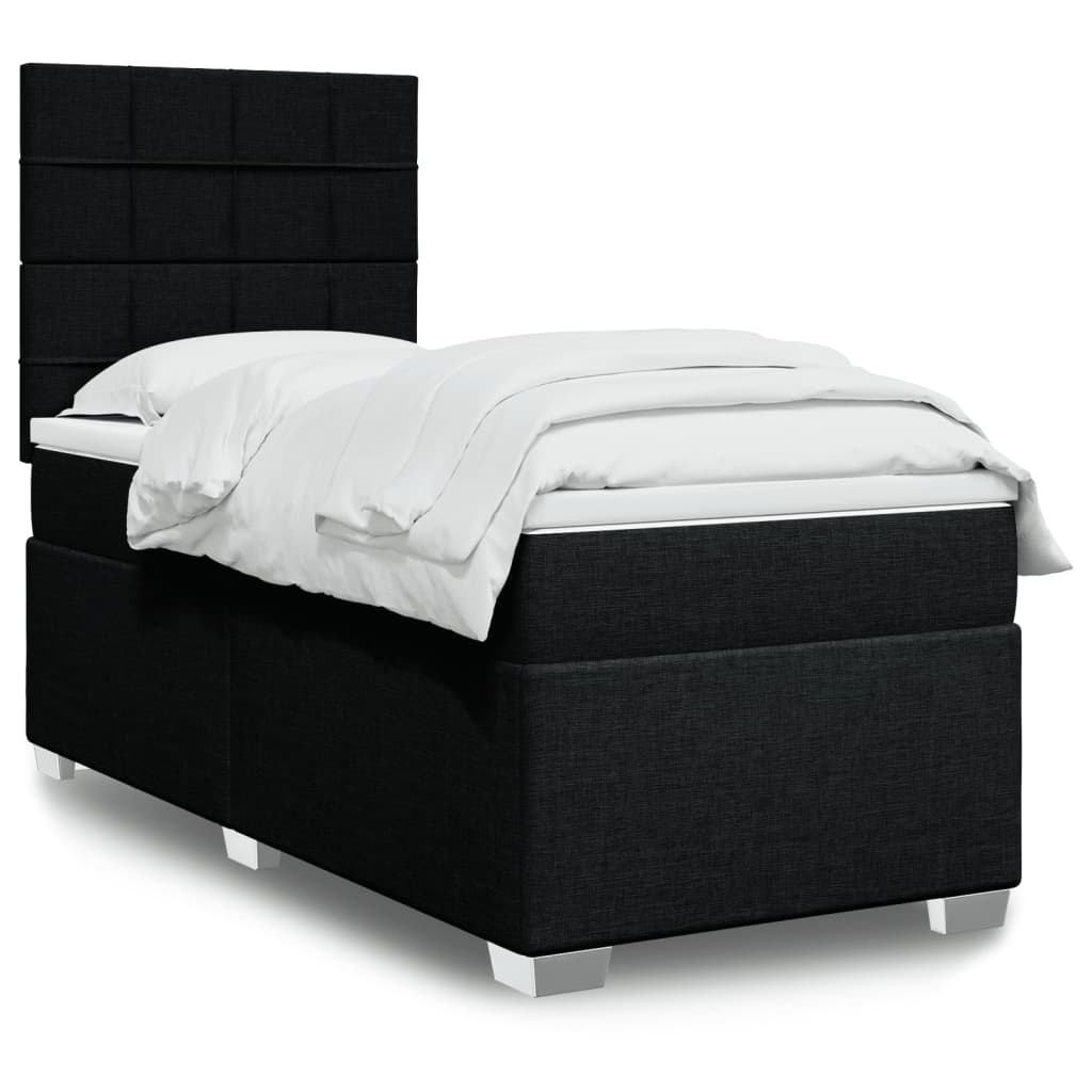 Sommier à lattes de lit avec matelas Noir 90x190 cm Tissu - XIOS