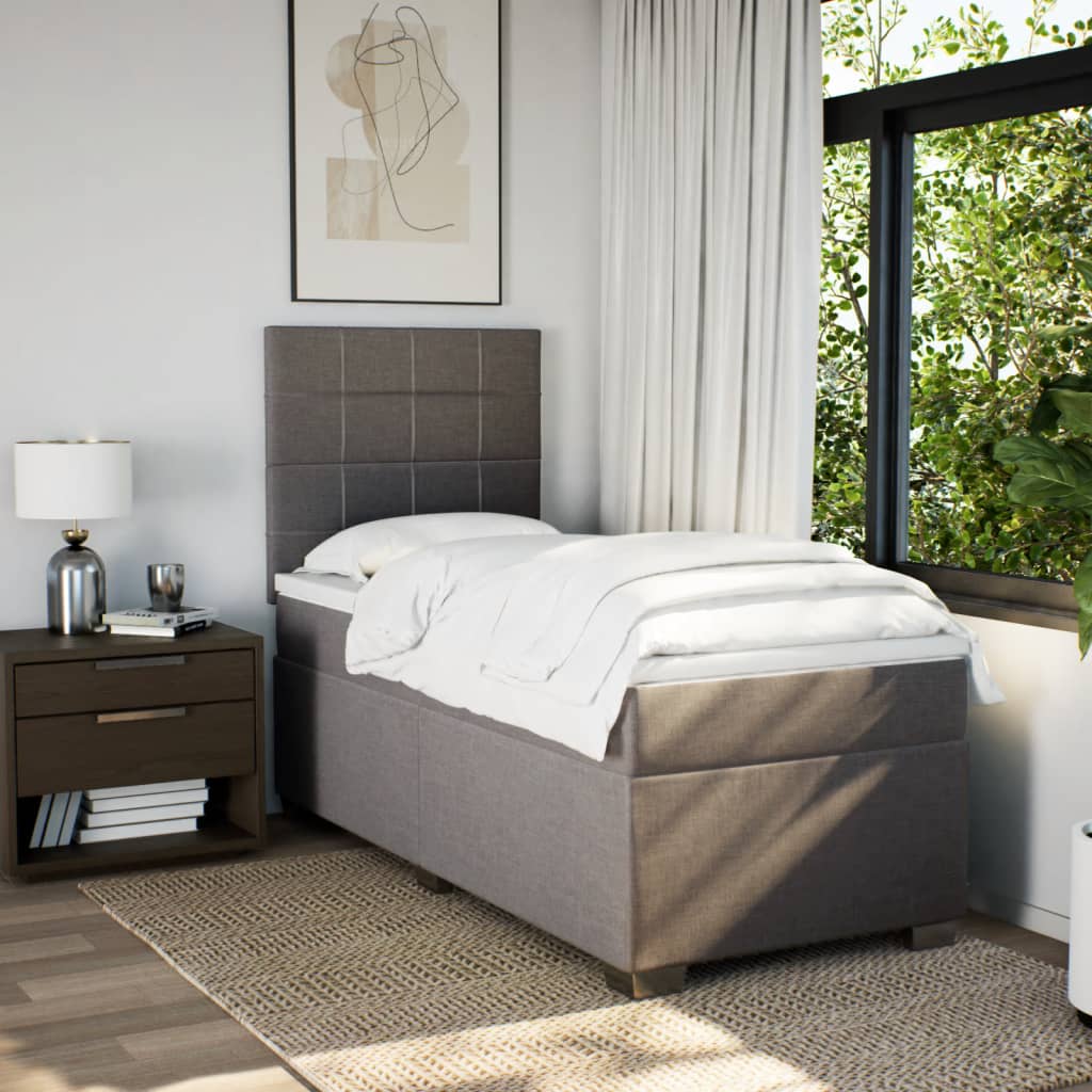 Sommier à lattes de lit avec matelas Taupe 90x190 cm Tissu - XIOS