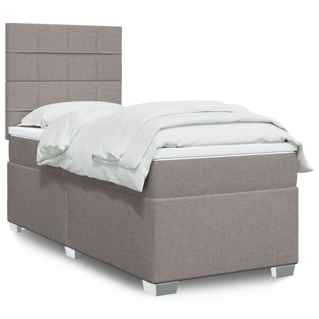 Sommier à lattes de lit avec matelas Taupe 90x190 cm Tissu - XIOS