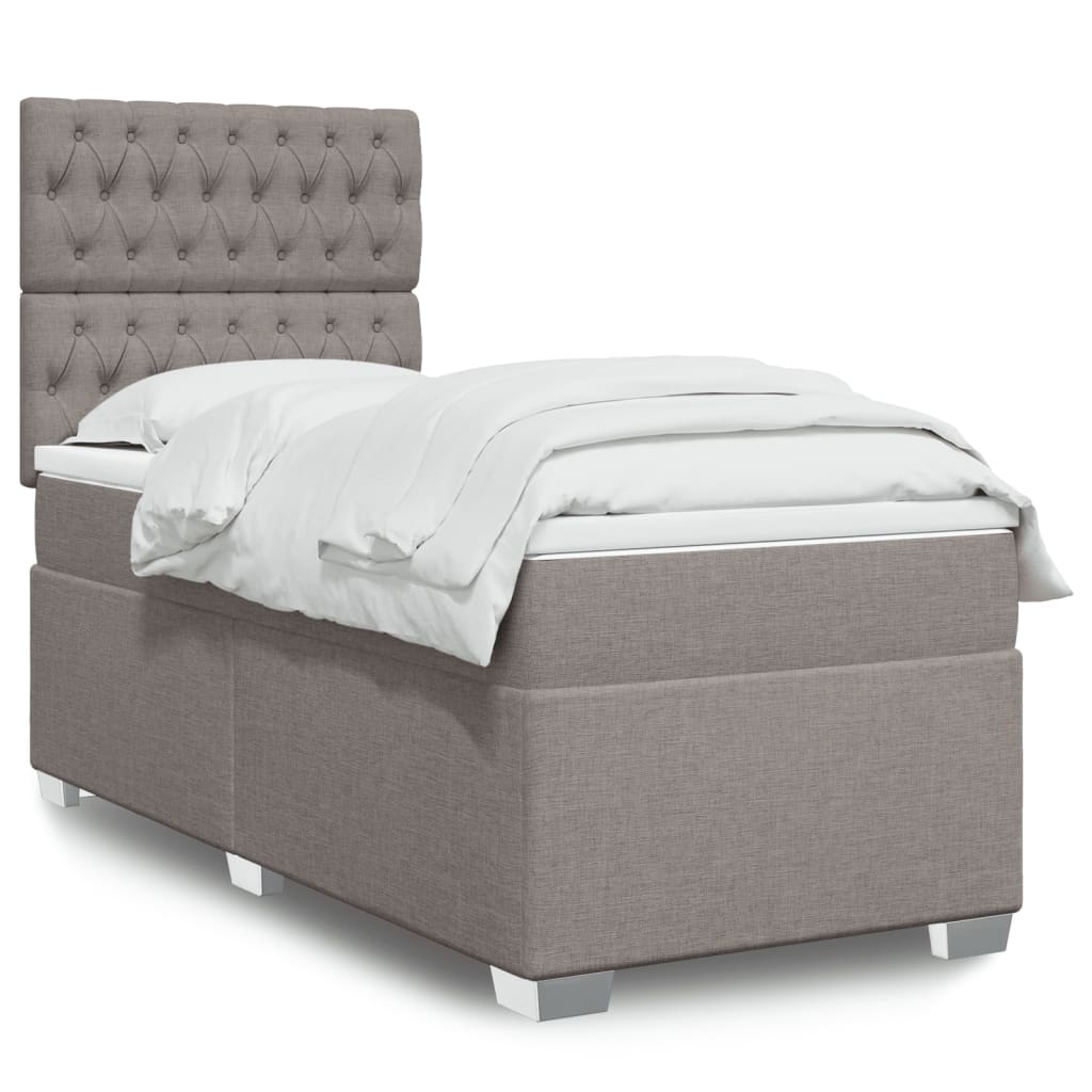 Sommier à lattes de lit avec matelas Taupe 90x190 cm Tissu - XIOS