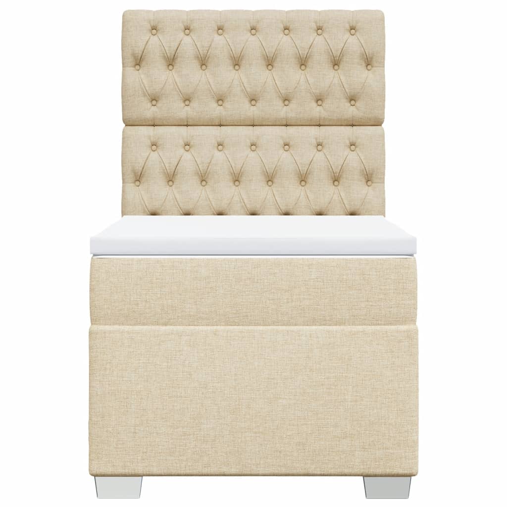 Sommier à lattes de lit et matelas Crème 90x190 cm Tissu