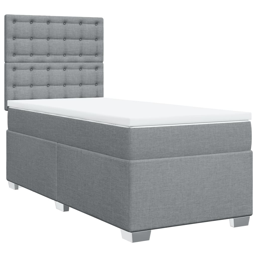 Sommier à lattes de lit et matelas Gris clair 90x190 cm Tissu - XIOS