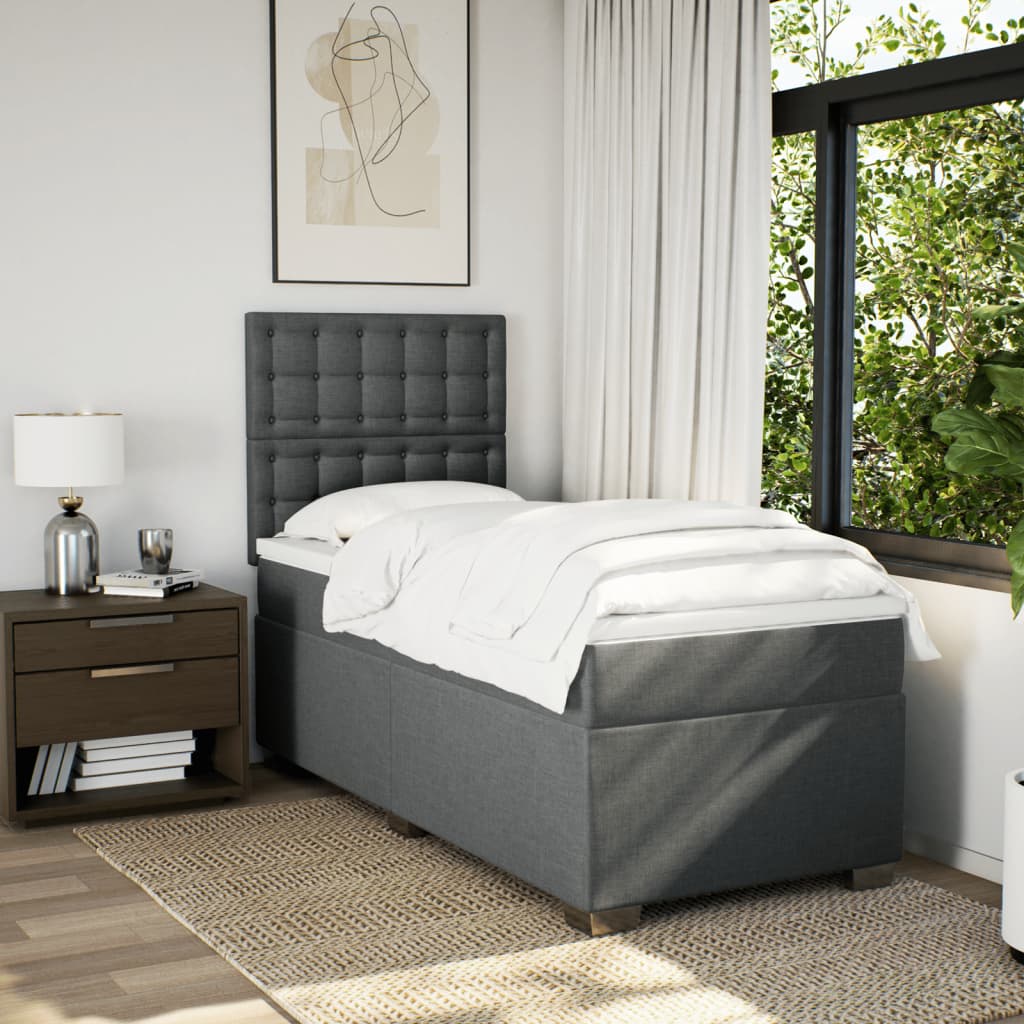 Sommier à lattes de lit et matelas Gris foncé 90x190 cm Tissu - XIOS
