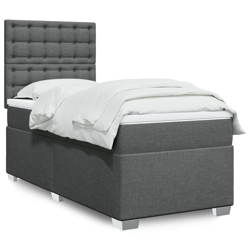 Sommier à lattes de lit et matelas Gris foncé 90x190 cm Tissu - XIOS