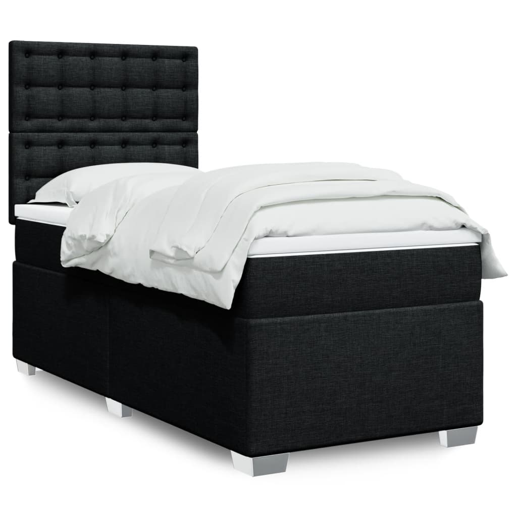 Sommier à lattes de lit avec matelas Noir 90x190 cm Tissu - XIOS
