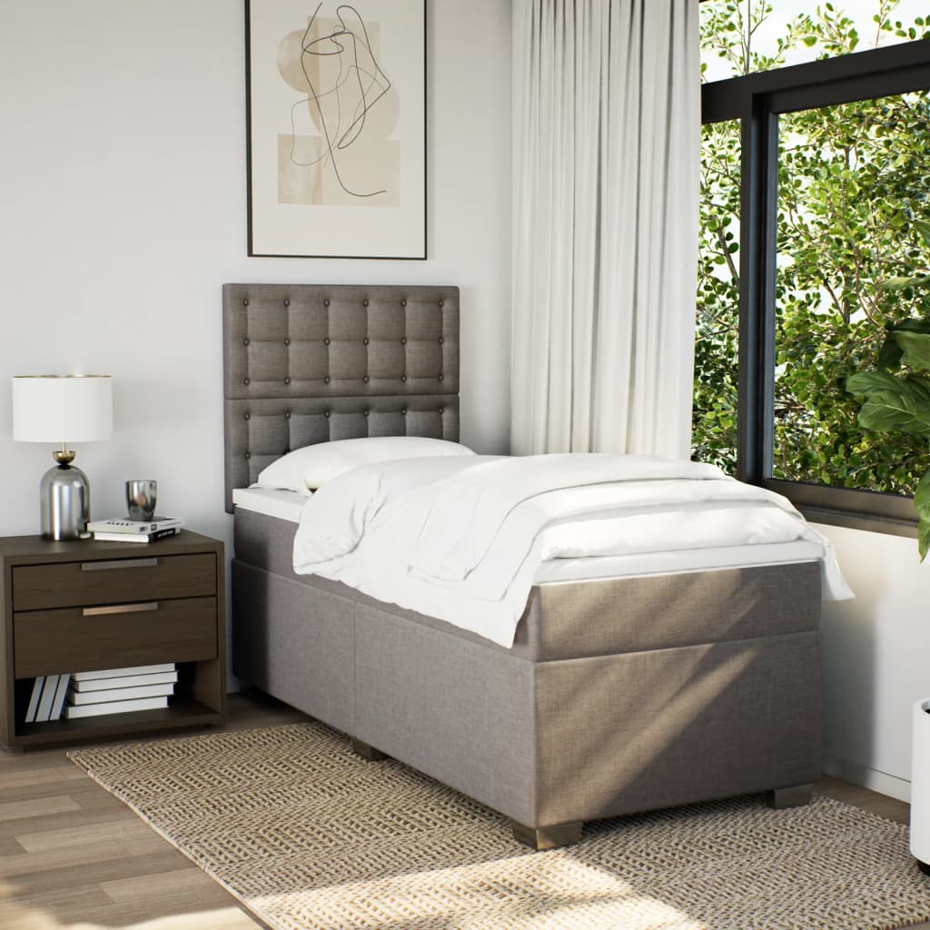 Sommier à lattes de lit avec matelas Taupe 90x190 cm Tissu - XIOS
