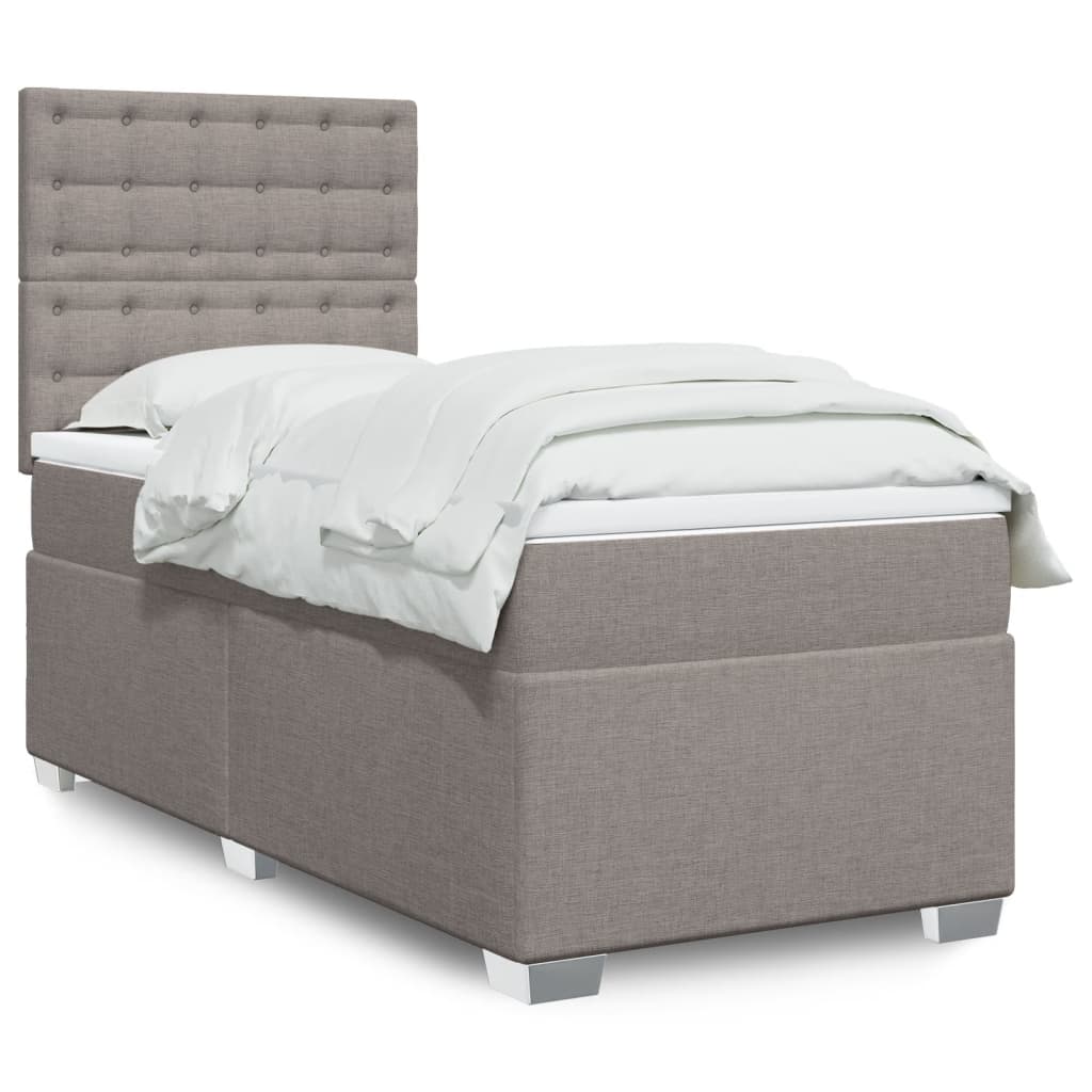 Sommier à lattes de lit avec matelas Taupe 90x190 cm Tissu - XIOS