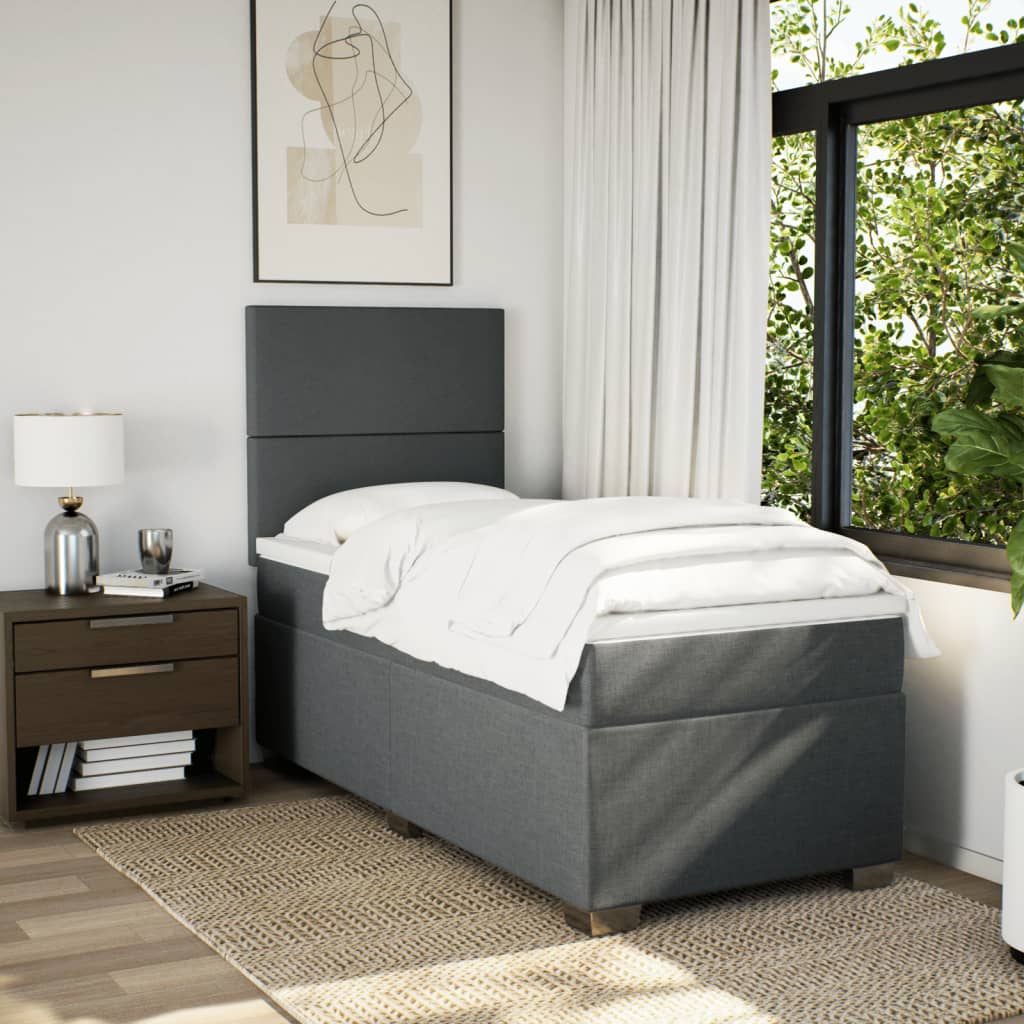 Sommier à lattes de lit avec matelas Gris foncé 90x200 cm Tissu - XIOS