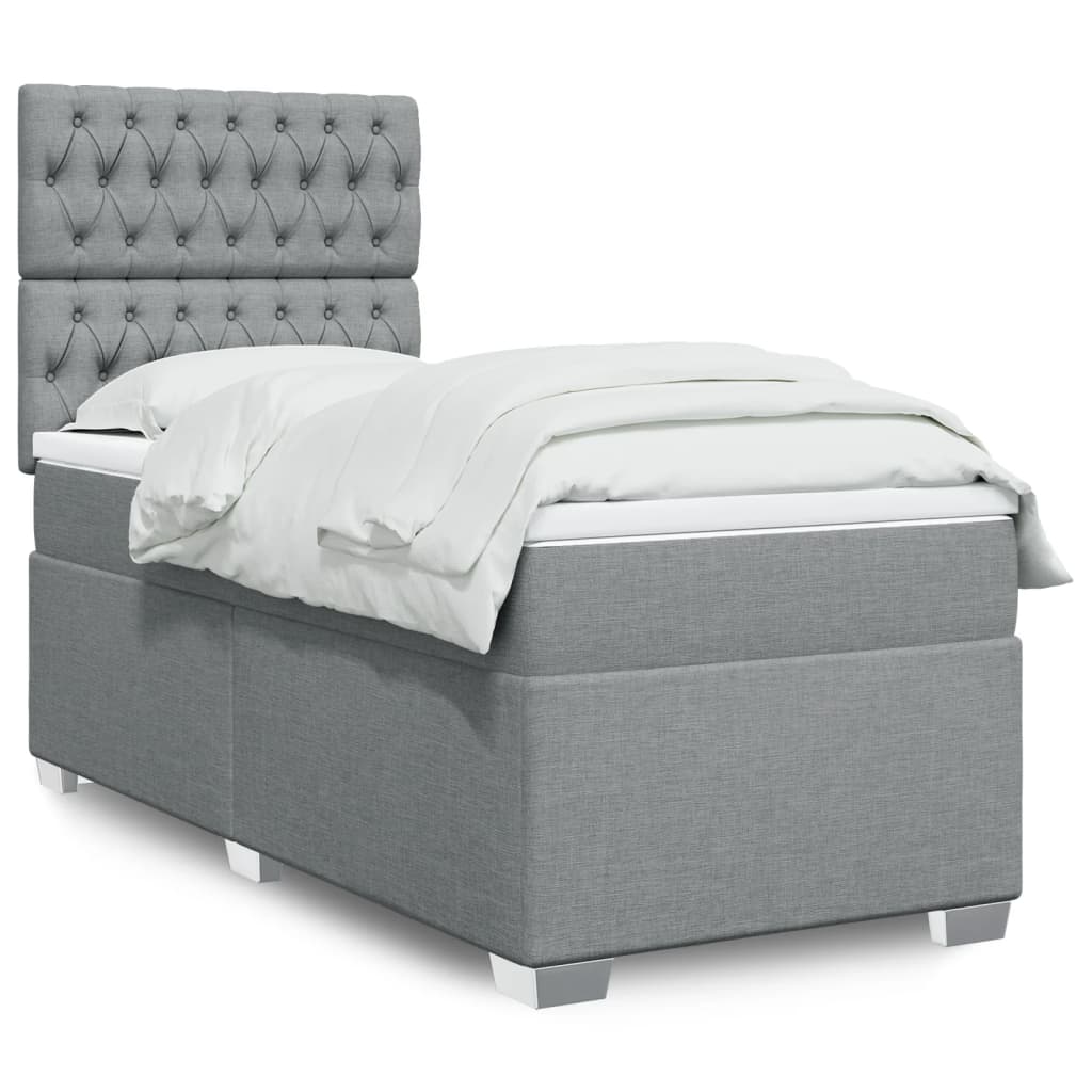Sommier à lattes de lit avec matelas Gris clair 90x200 cm Tissu - XIOS