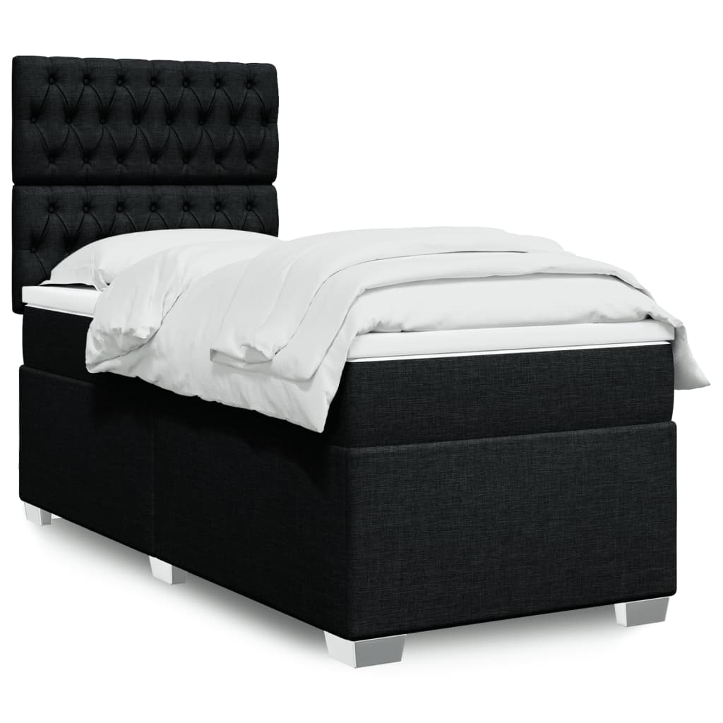 Sommier à lattes de lit avec matelas Noir 90x200 cm Tissu - XIOS