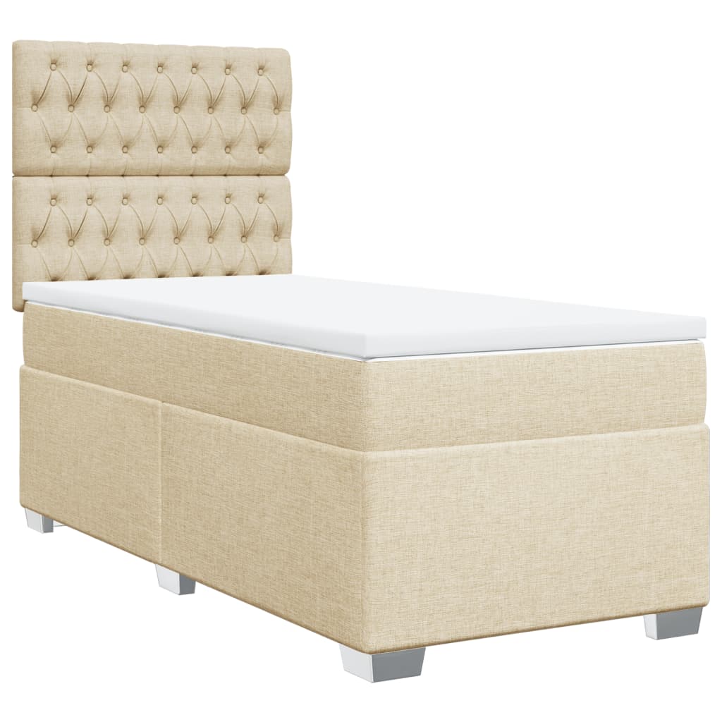 Sommier à lattes de lit avec matelas Crème 90x200 cm Tissu - XIOS