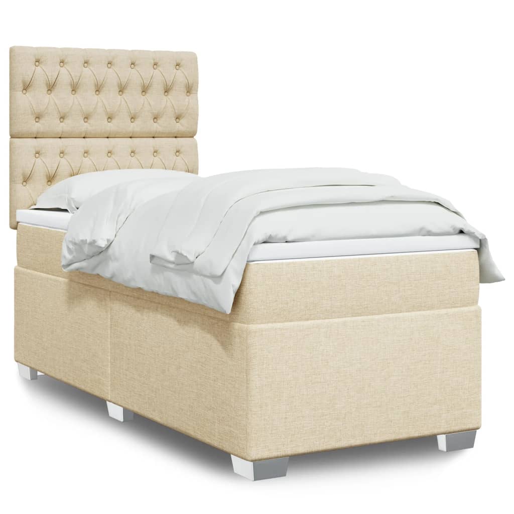 Sommier à lattes de lit avec matelas Crème 90x200 cm Tissu - XIOS