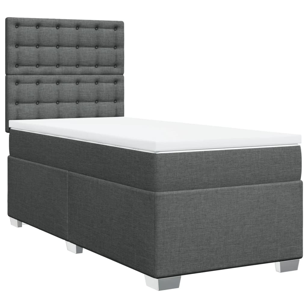 Sommier à lattes de lit avec matelas Gris foncé 90x200 cm Tissu - XIOS