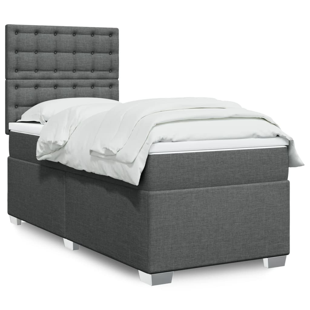 Sommier à lattes de lit avec matelas Gris foncé 90x200 cm Tissu - XIOS