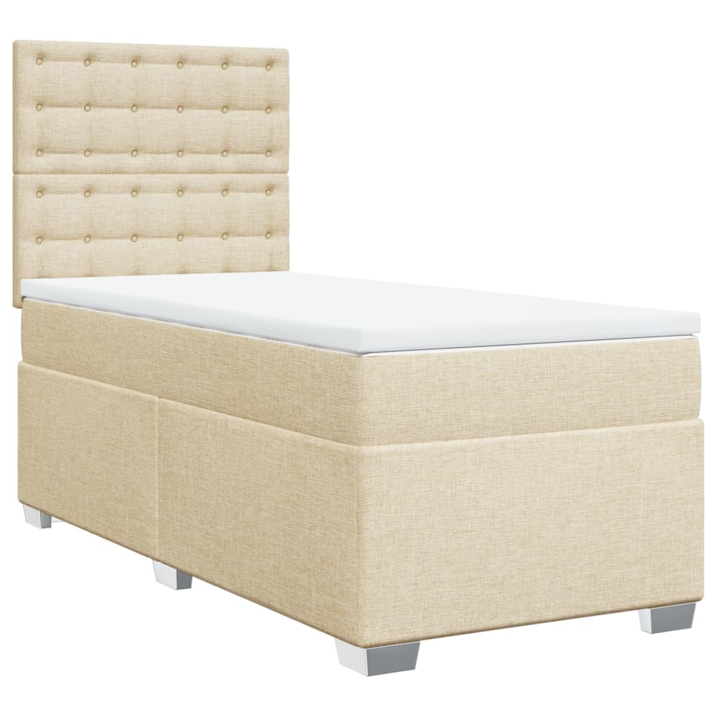 Sommier à lattes de lit avec matelas Crème 90x200 cm Tissu - XIOS