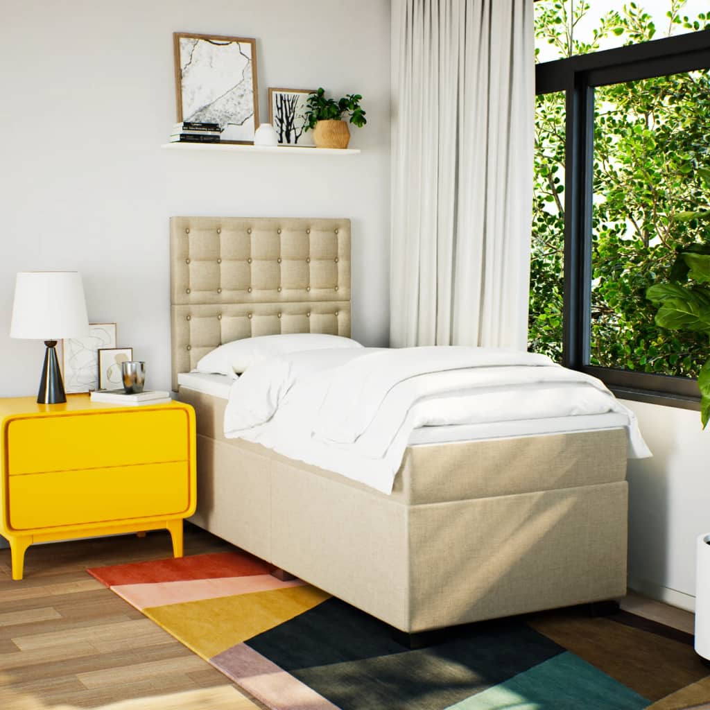 Sommier à lattes de lit avec matelas Crème 90x200 cm Tissu - XIOS