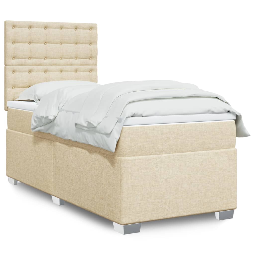 Sommier à lattes de lit avec matelas Crème 90x200 cm Tissu - XIOS