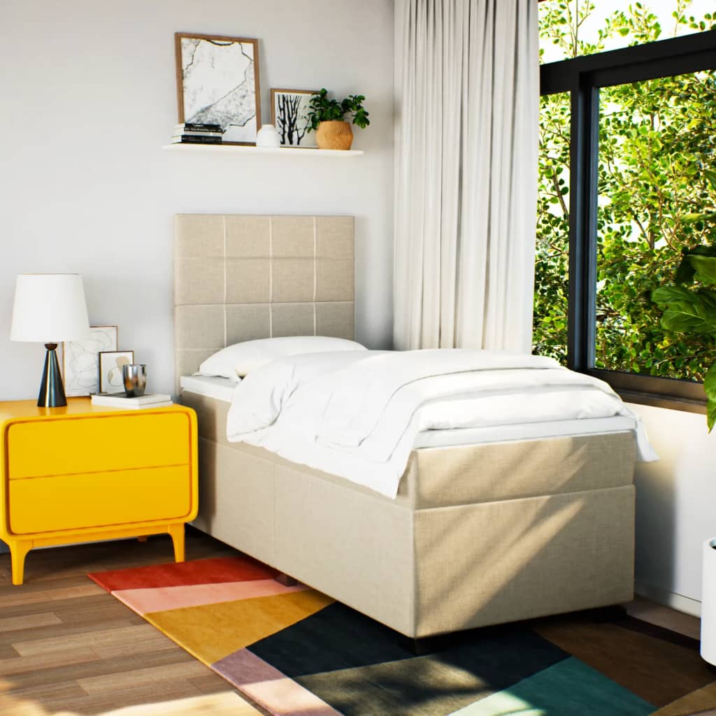 Sommier à lattes de lit avec matelas Crème 100x200 cm Tissu - XIOS