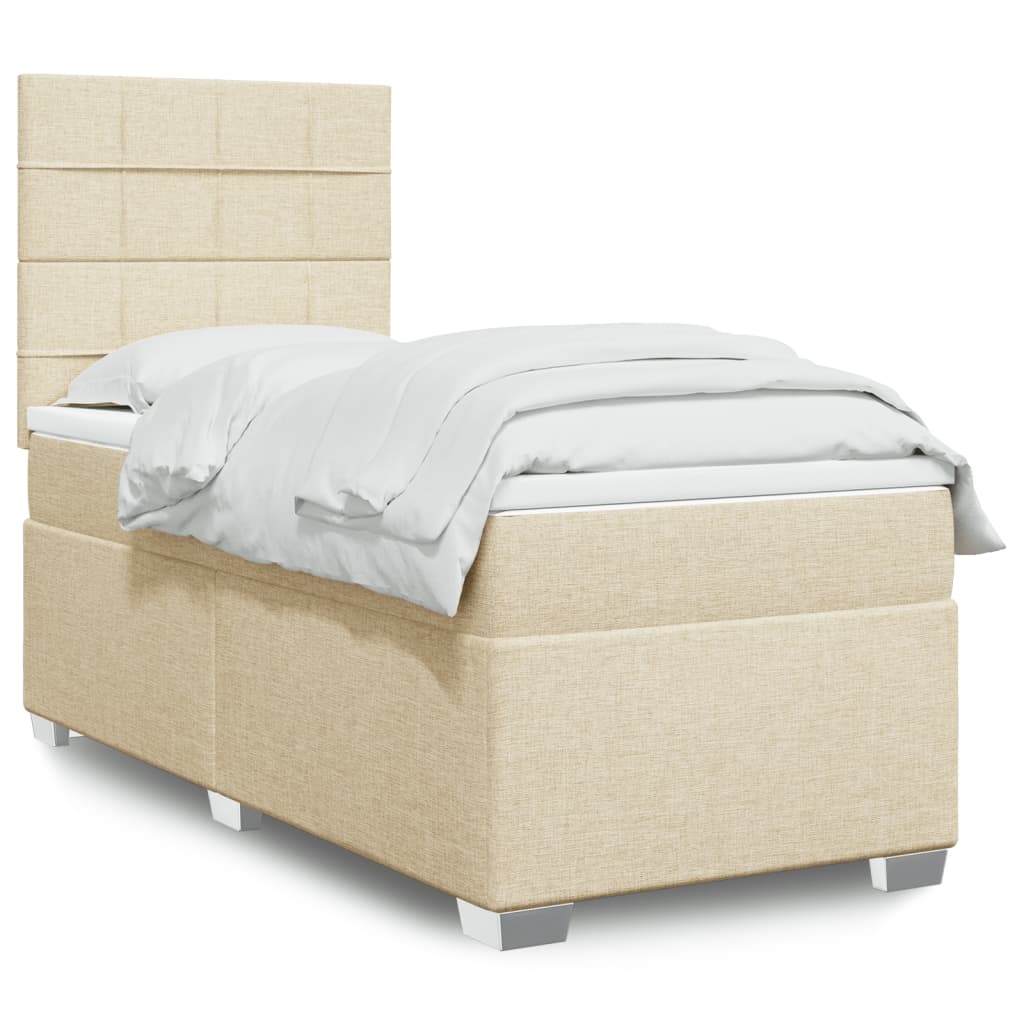 Sommier à lattes de lit avec matelas Crème 100x200 cm Tissu - XIOS