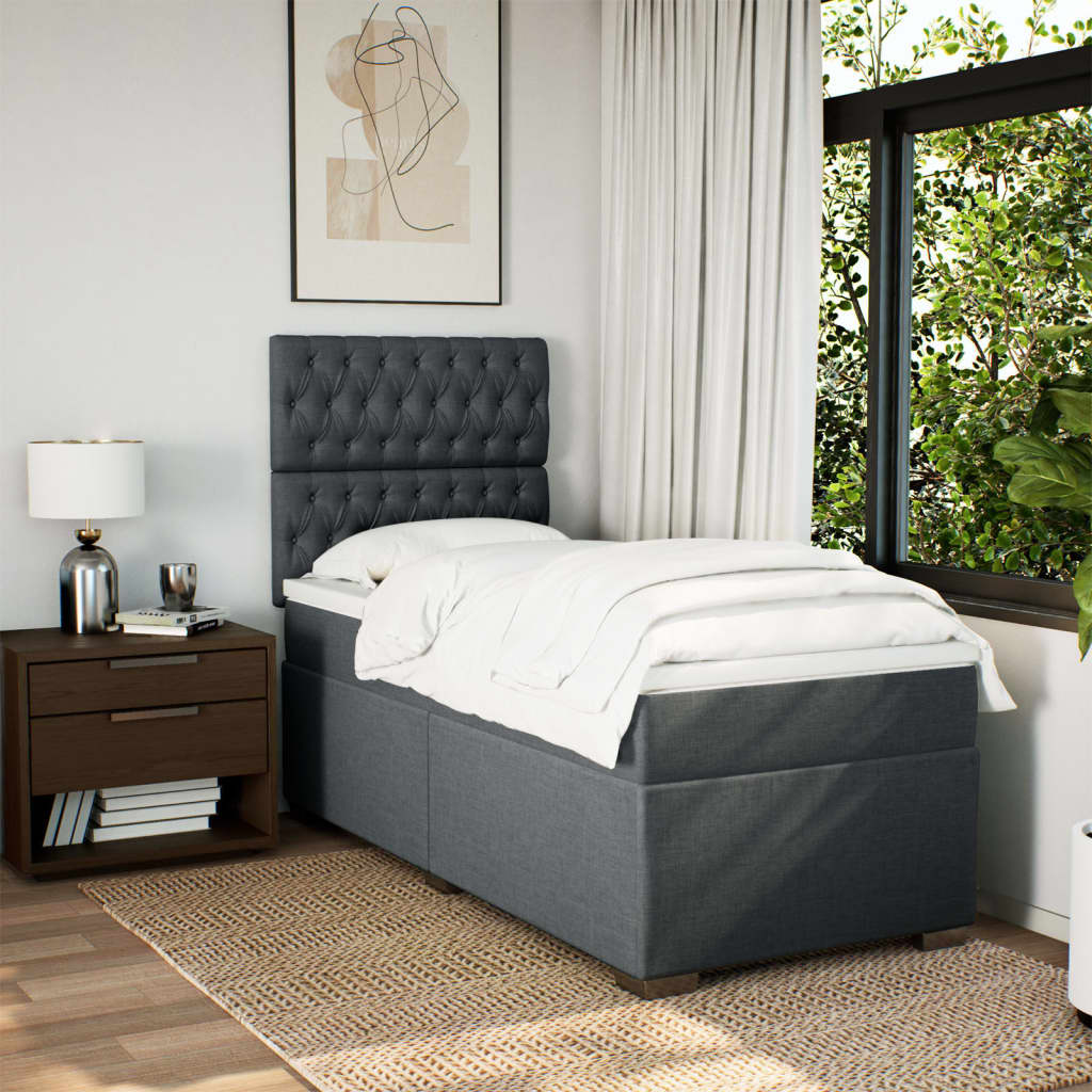 Sommier à lattes de lit avec matelas Gris foncé 100x200cm Tissu - XIOS