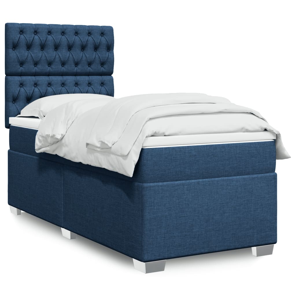 Sommier à lattes de lit avec matelas Bleu 100x200 cm Tissu - XIOS