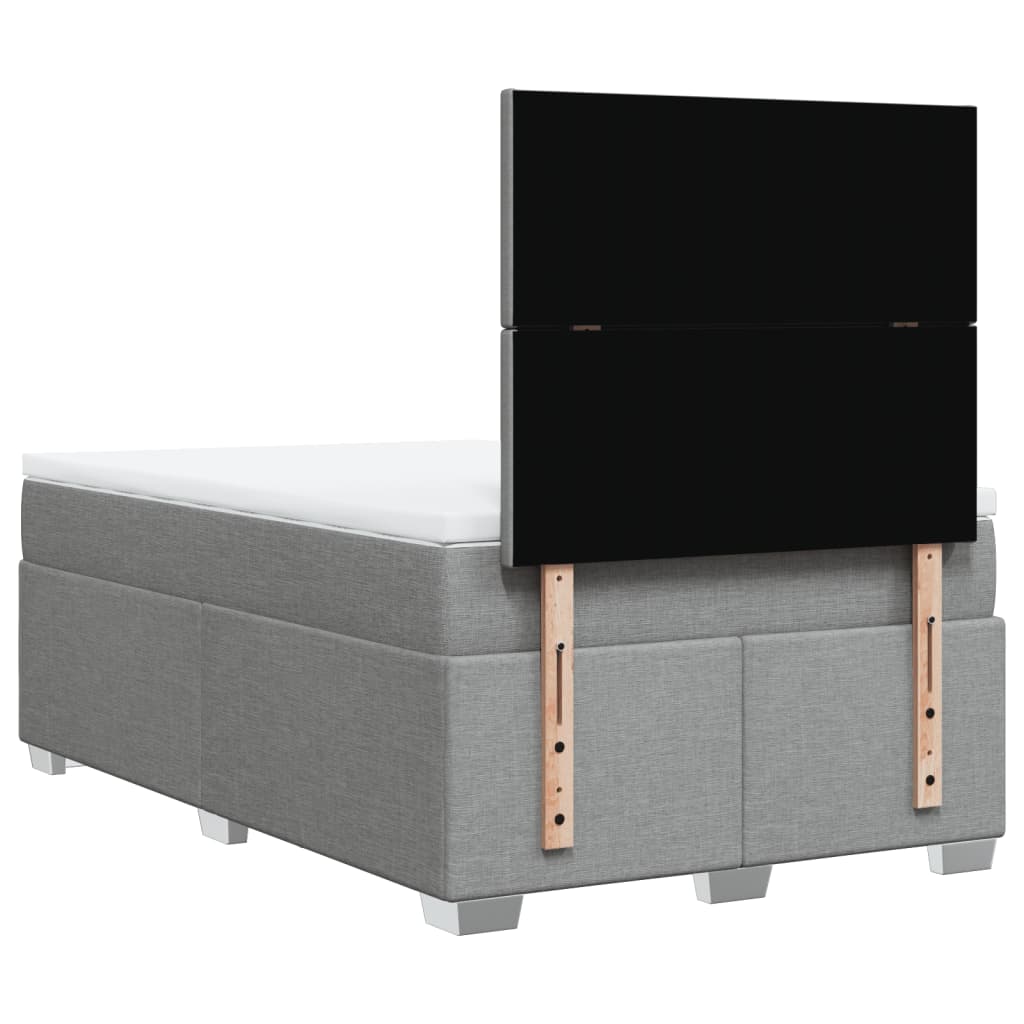 Sommier à lattes de lit et matelas gris clair 120x190 cm tissu - XIOS