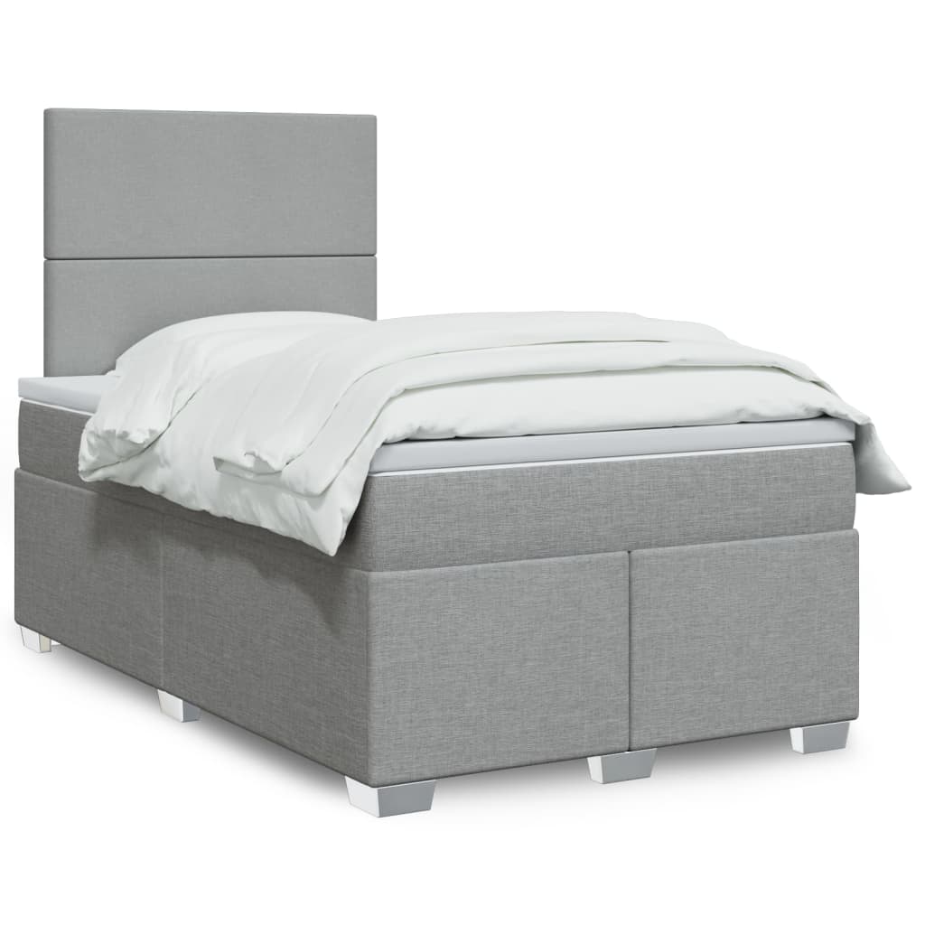 Sommier à lattes de lit et matelas gris clair 120x190 cm tissu - XIOS