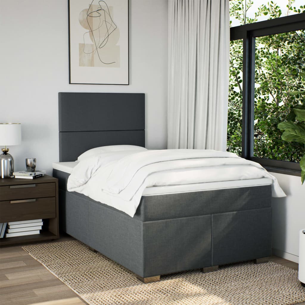 Sommier à lattes de lit avec matelas gris foncé 120x190cm tissu - XIOS