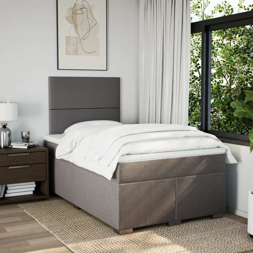 Sommier à lattes de lit avec matelas taupe 120x190 cm tissu - XIOS