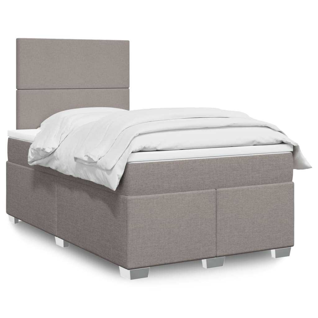 Sommier à lattes de lit avec matelas taupe 120x190 cm tissu - XIOS