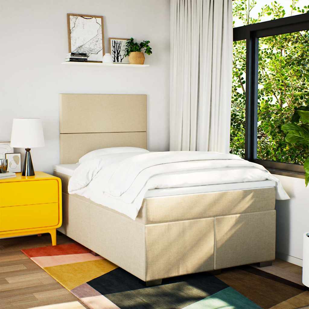 Sommier à lattes de lit avec matelas crème 120x190 cm tissu - XIOS