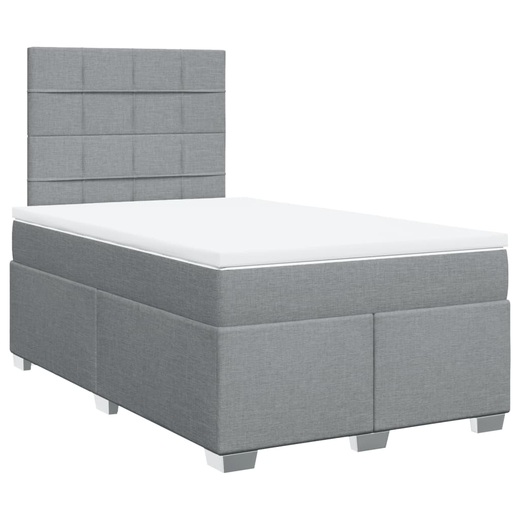Sommier à lattes de lit et matelas gris clair 120x190 cm tissu - XIOS