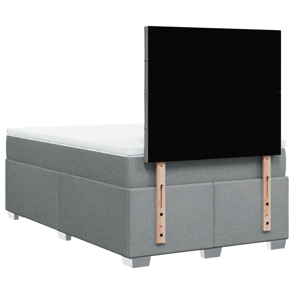 Sommier à lattes de lit et matelas gris clair 120x190 cm tissu - XIOS