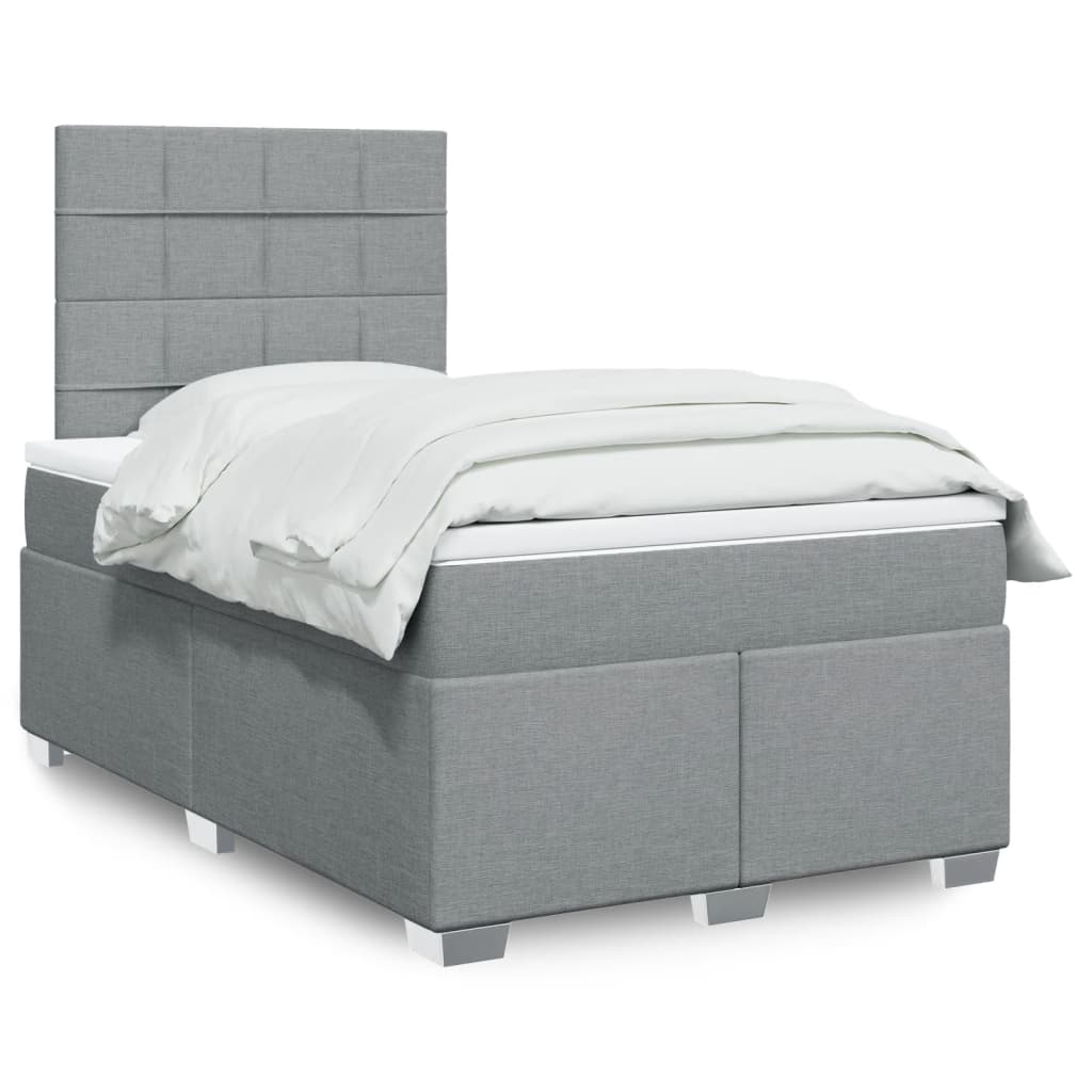 Sommier à lattes de lit et matelas gris clair 120x190 cm tissu - XIOS
