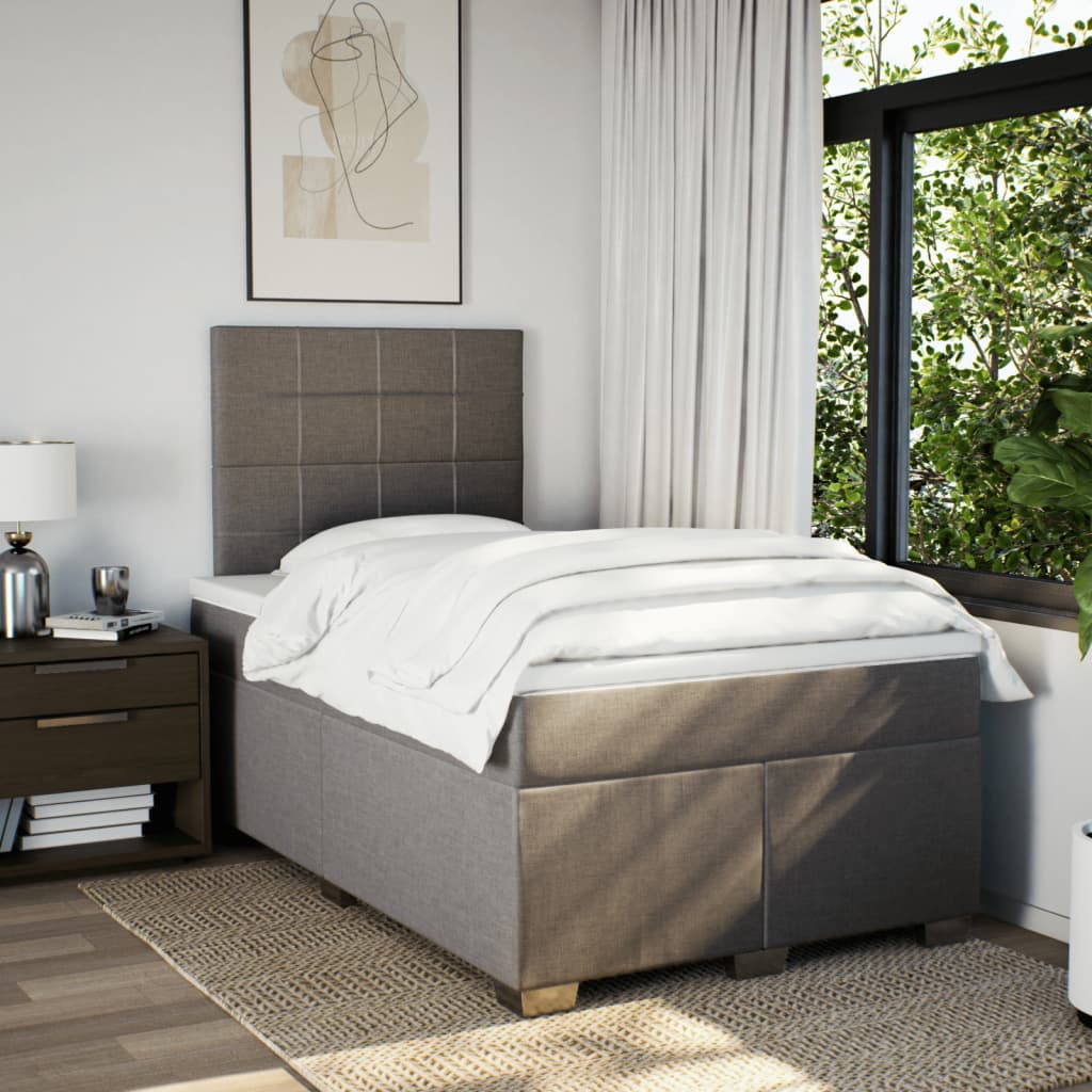 Sommier à lattes de lit avec matelas taupe 120x190 cm tissu - XIOS