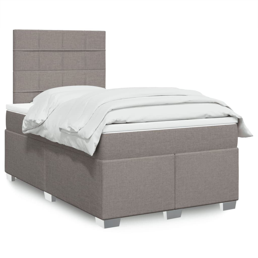 Sommier à lattes de lit avec matelas taupe 120x190 cm tissu - XIOS