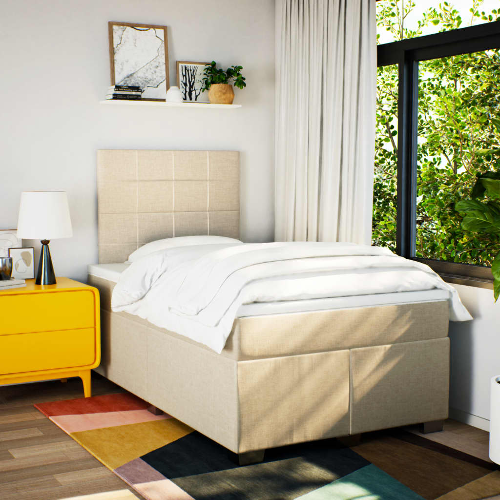 Sommier à lattes de lit avec matelas crème 120x190 cm tissu - XIOS