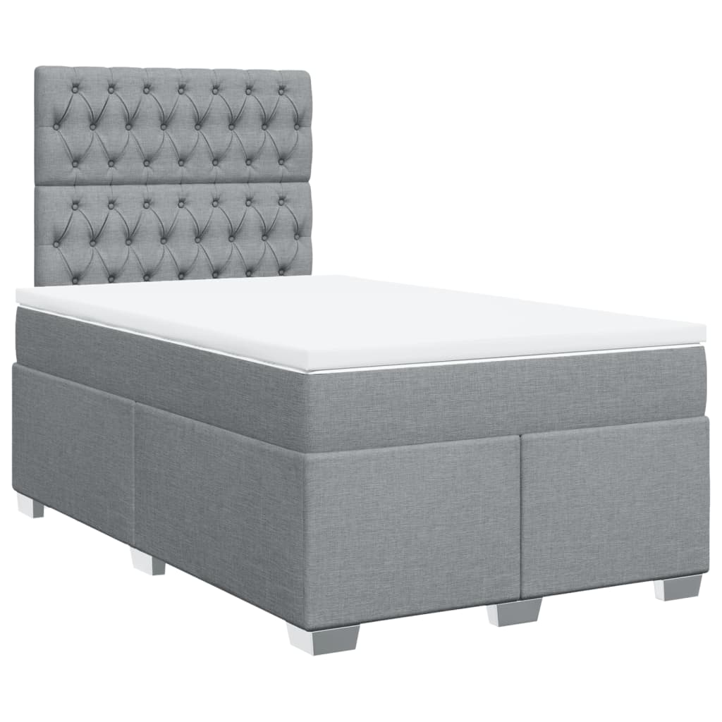 Sommier à lattes de lit et matelas gris clair 120x190 cm tissu - XIOS