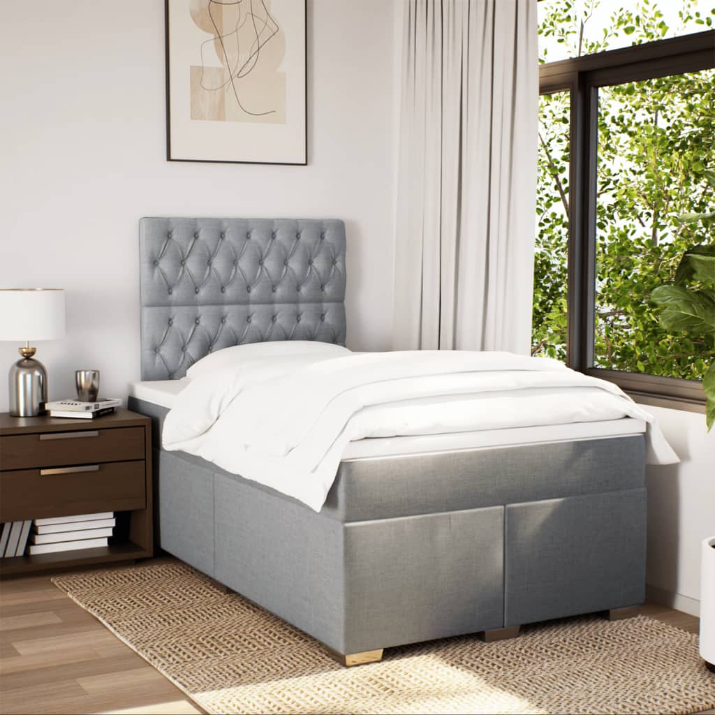 Sommier à lattes de lit et matelas gris clair 120x190 cm tissu - XIOS