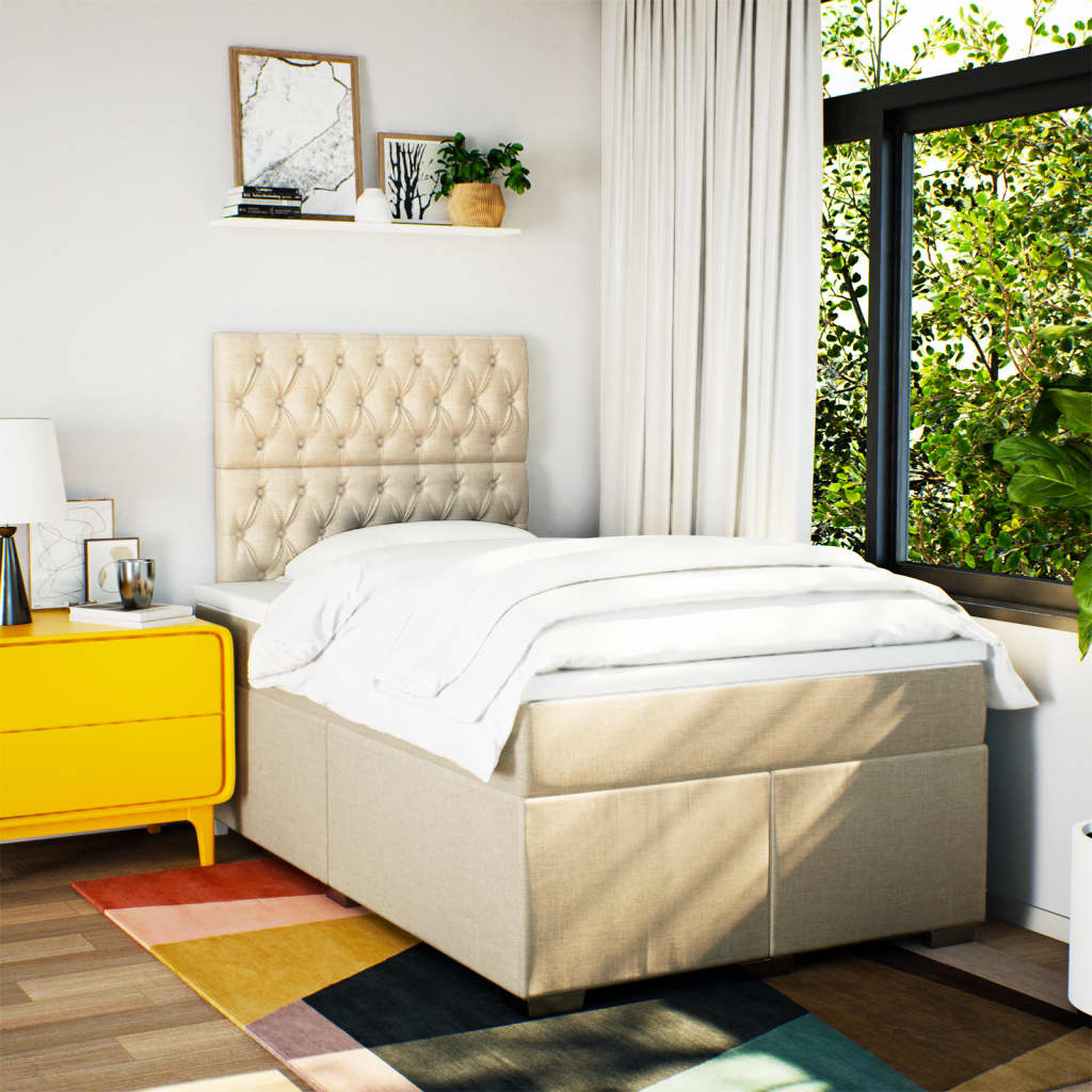 Sommier à lattes de lit avec matelas crème 120x190 cm tissu - XIOS