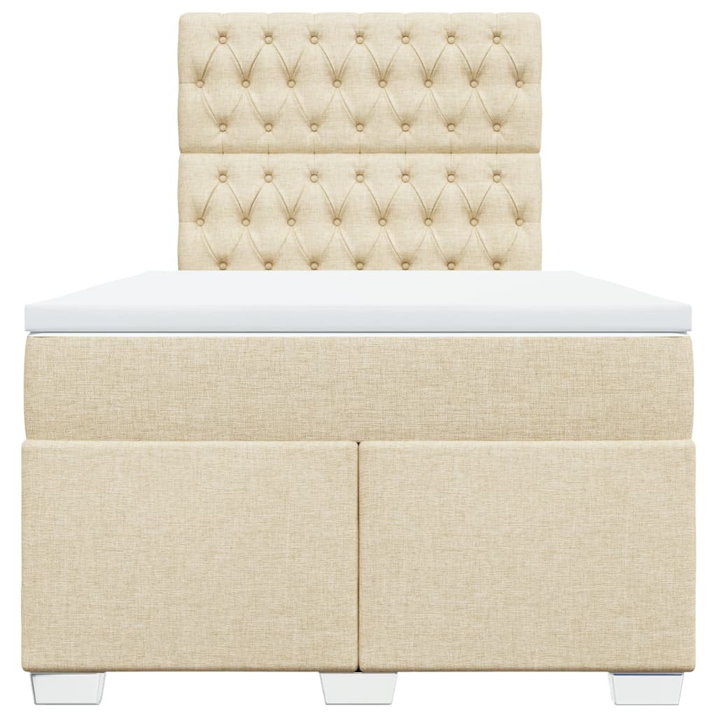 Sommier à lattes de lit avec matelas crème 120x190 cm tissu - XIOS