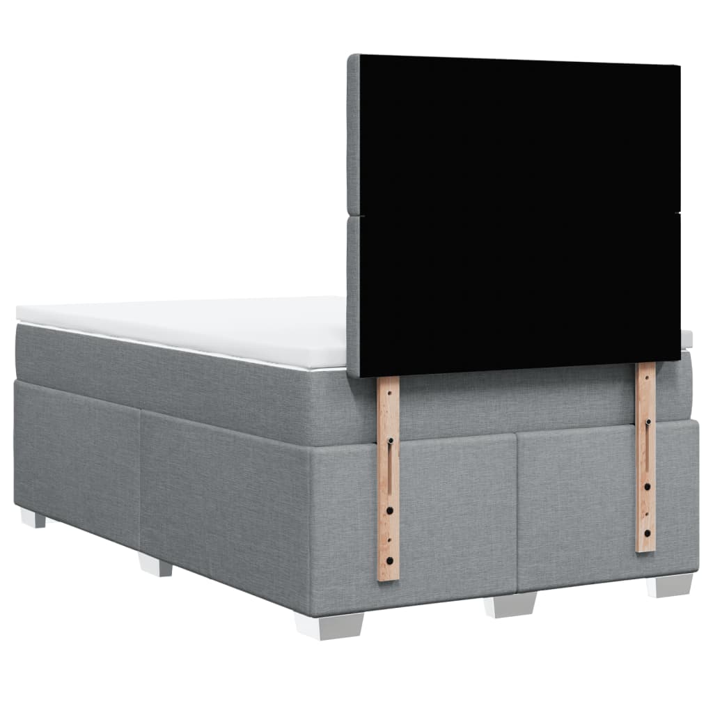 Sommier à lattes de lit et matelas gris clair 120x190 cm tissu - XIOS