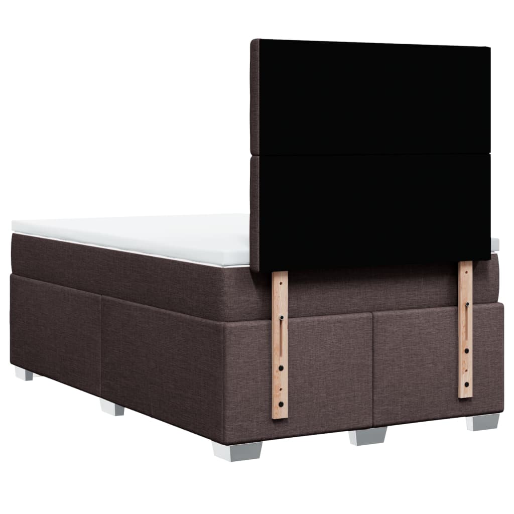 Sommier à lattes de lit et matelas marron foncé 120x190cm tissu - XIOS