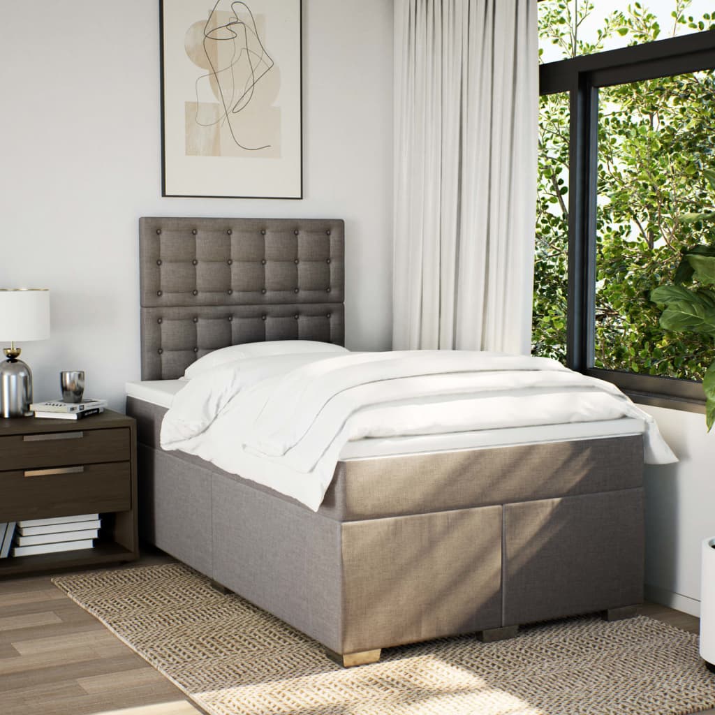 Sommier à lattes de lit avec matelas taupe 120x190 cm tissu - XIOS